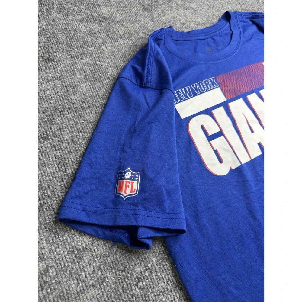 New York Giants football T shirt mens Large Nike blue athletic dri fit nfl